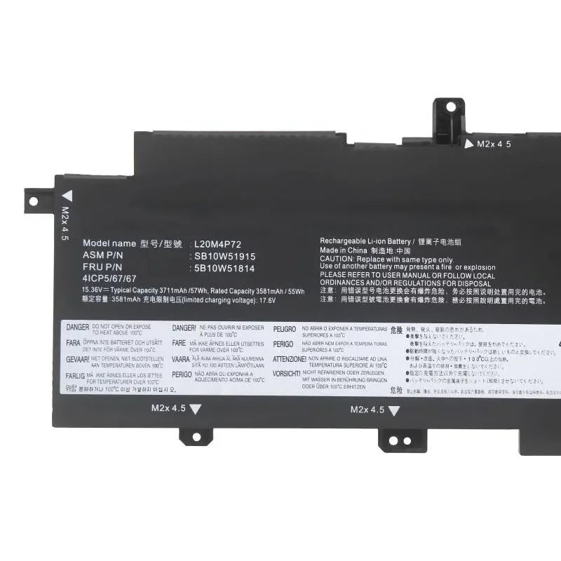 15.36V 57Wh New Laptop Battery L20M4P72 for Lenovo ThinkPad T14s Gen 2 2021 L20C4P72 L20D4P72 L20L4P72 SB10W51914 5B10W51815