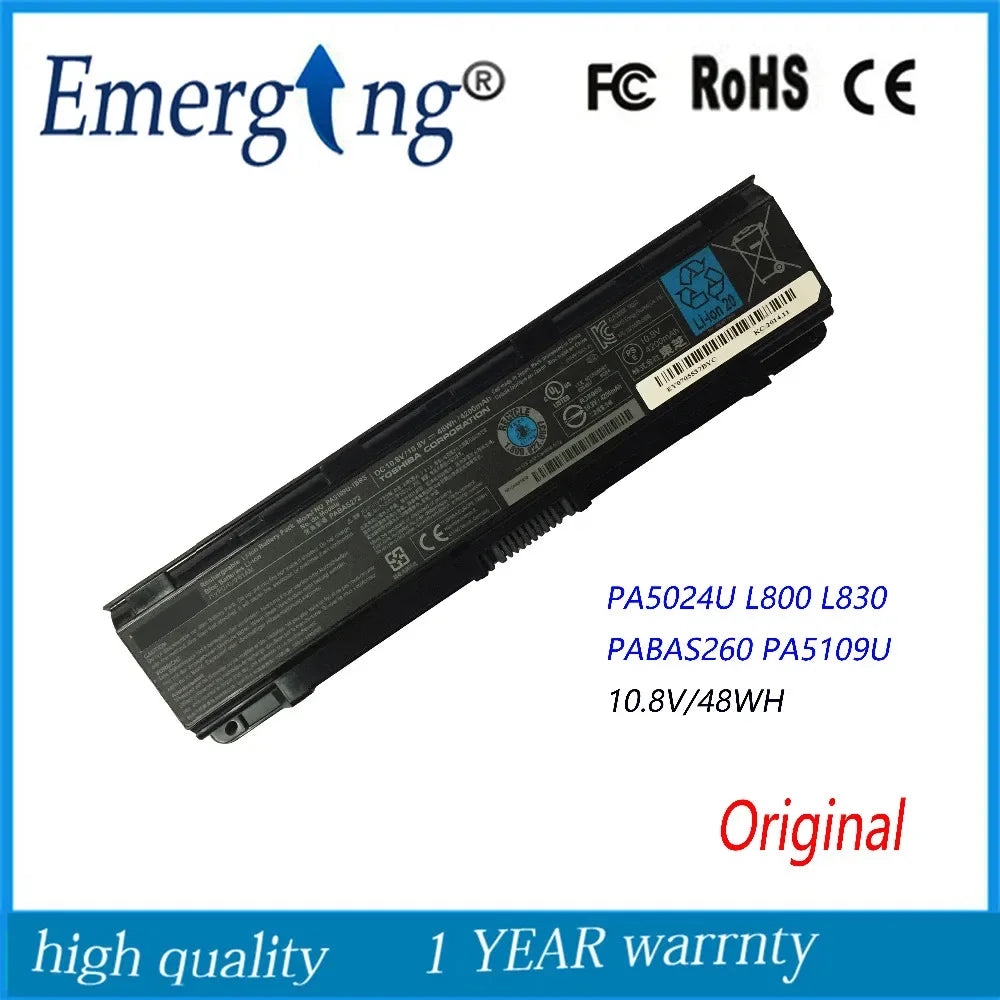 10.8V 48Wh New Laptop Battery for Toshiba Satellite C855D C55 C50 PA5024U L800 L830 PA5024-1BRS PABAS260