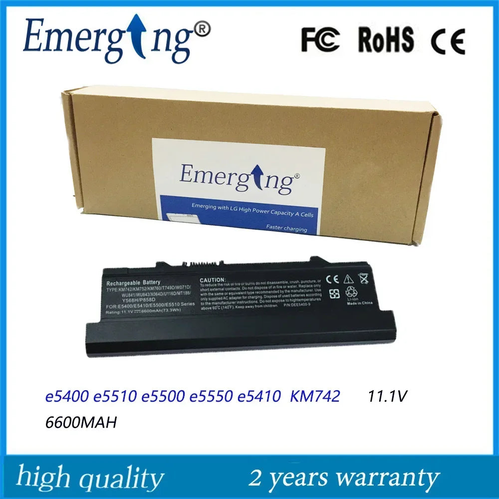 9cells 11.1V New Laptop Battery for Dell Latitude E5400 E5410 E5500 E5510 KM742 KM769 RM656 T749D