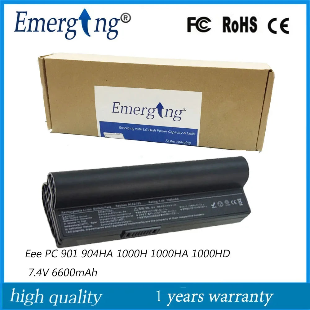 7.4V 6600MAH Laptop Battery for ASUS 870AAQ159571 AL23-901 AP23-901 Eee PC 901 901H 904HD 1000 1000H HA 1000he