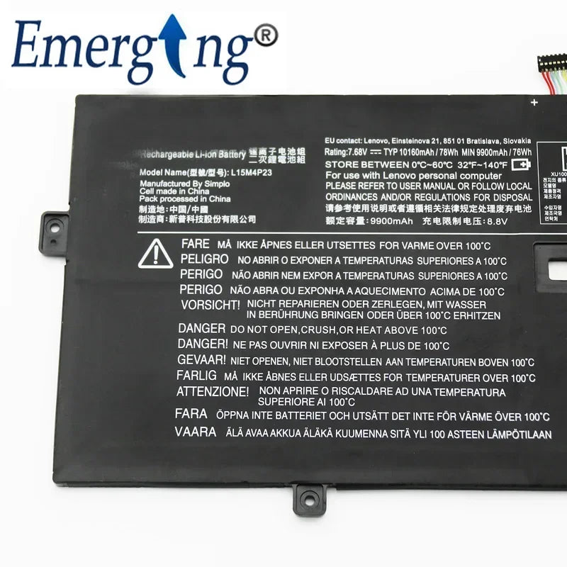 7.68V 78WH New Original  L15M4P23 Laptop Battery  for Lenovo Yoga 5 Pro Yoga 910 910-13IKB L15C4P22