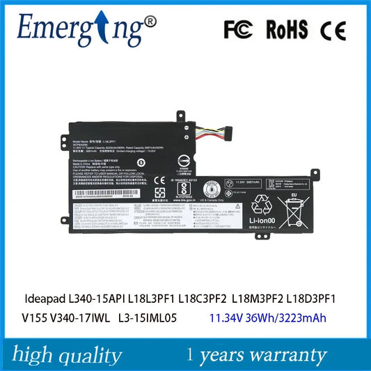 11.34V 36WH Battery L18L3PF1 for Lenovo Ideapad L340-15API L18C3PF2 L18M3PF2 L18D3PF1 5B10T03401  L340-15IWL V155 V340-17IWL