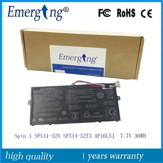 7.7V  36Wh New Original AP16L5J Laptop Battery for Acer SF514-52T-83U3 2ICP4/91/91 SF514-52T-86W1 Spin 1 SP111-32N SF5