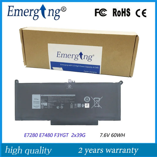 7.6V 60Wh Original F3YGT Laptop Battery for Dell Latitude 12 13 14 7000 7280 7480 2X39G DM3WC E7280 E7380 E7390 E7480