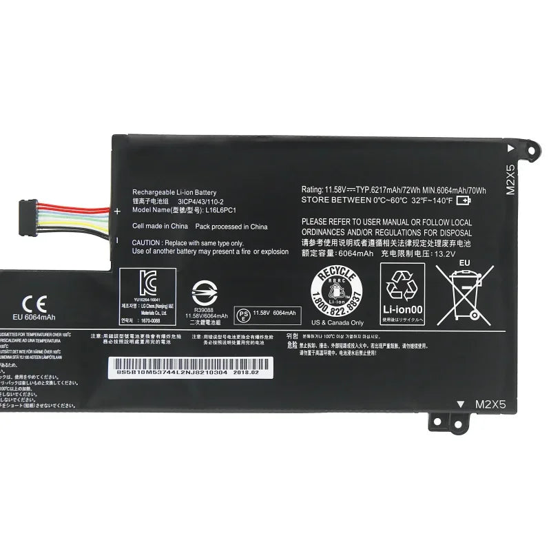 11.58V 72WH  L16L6PC1 Laptop Battery For Lenovo YOGA 720-15IKB L16C6PC1 L16M6PC1 5B10M53745 3ICP4/43/110-2