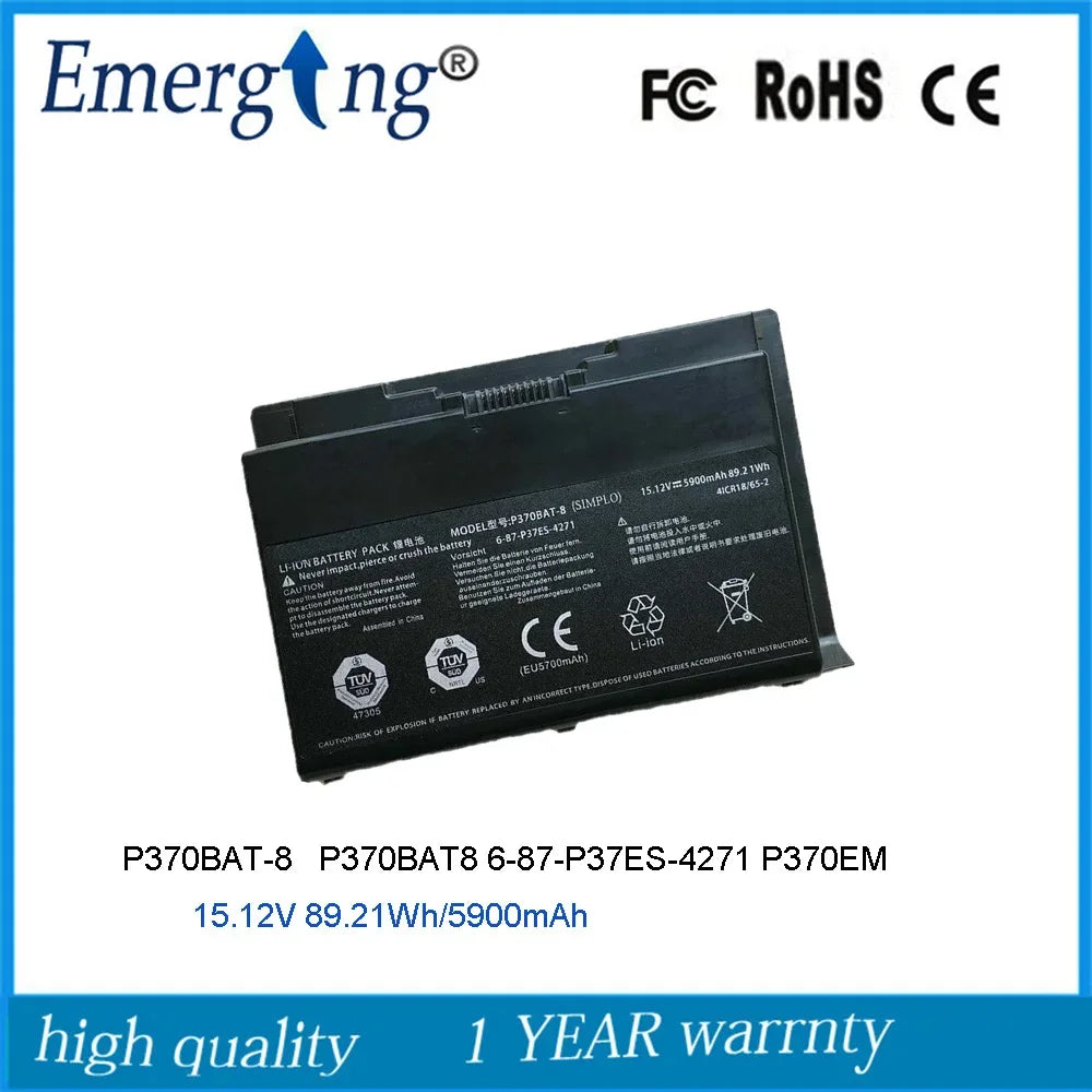 P370BAT-8 Laptop Battery For Clevo X900 P370EM P370EM3 XMG P723 Pro Sager NP9380 NP9390-S 6-87-W955S-42F3 15.12V  89.21Wh