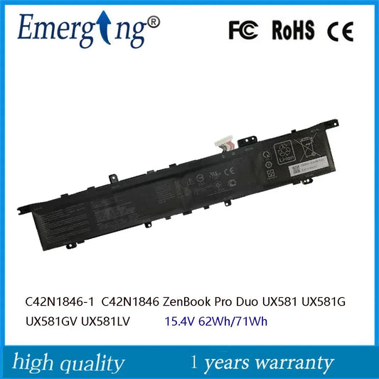 15.4V C42N1846 62Wh C42N1846-1 Laptop Battery For Asus  Pro Duo UX581GV-XB94T UX581GV  ZenBook UX581