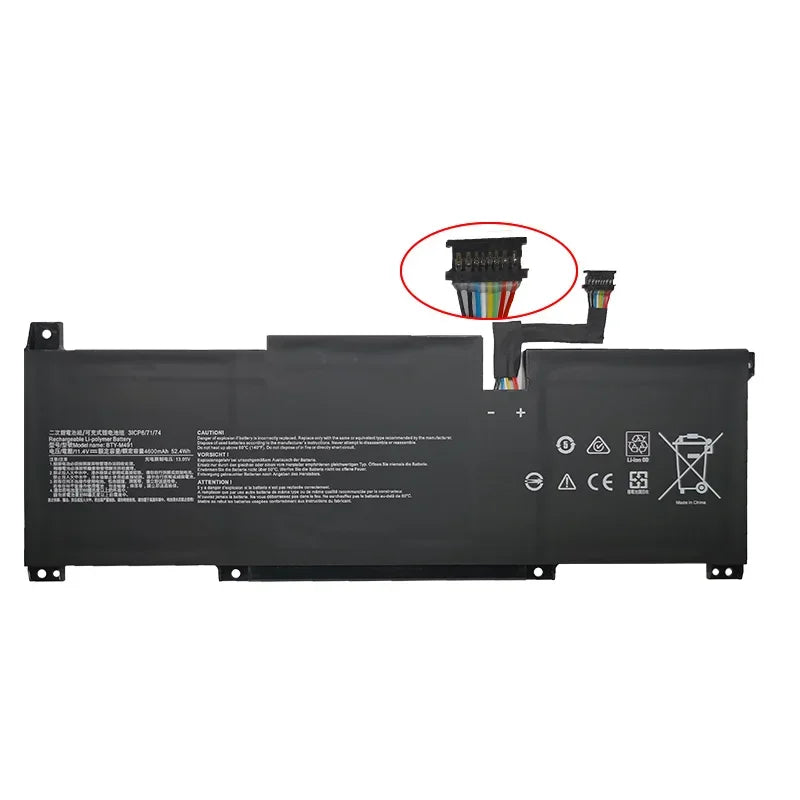 11.4V 52.4Wh BTY-M491 New Laptop Battery For MSI Modern 15 A10RB A10RB-041TW A11SB-059 A4MW Prestige14