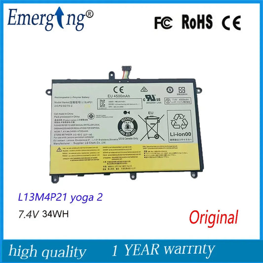 7.4V 34Wh New  Original Laptop Battery for Lenovo L13M4P21 Yoga 2 11 L13L4P21 2033 22332 20428