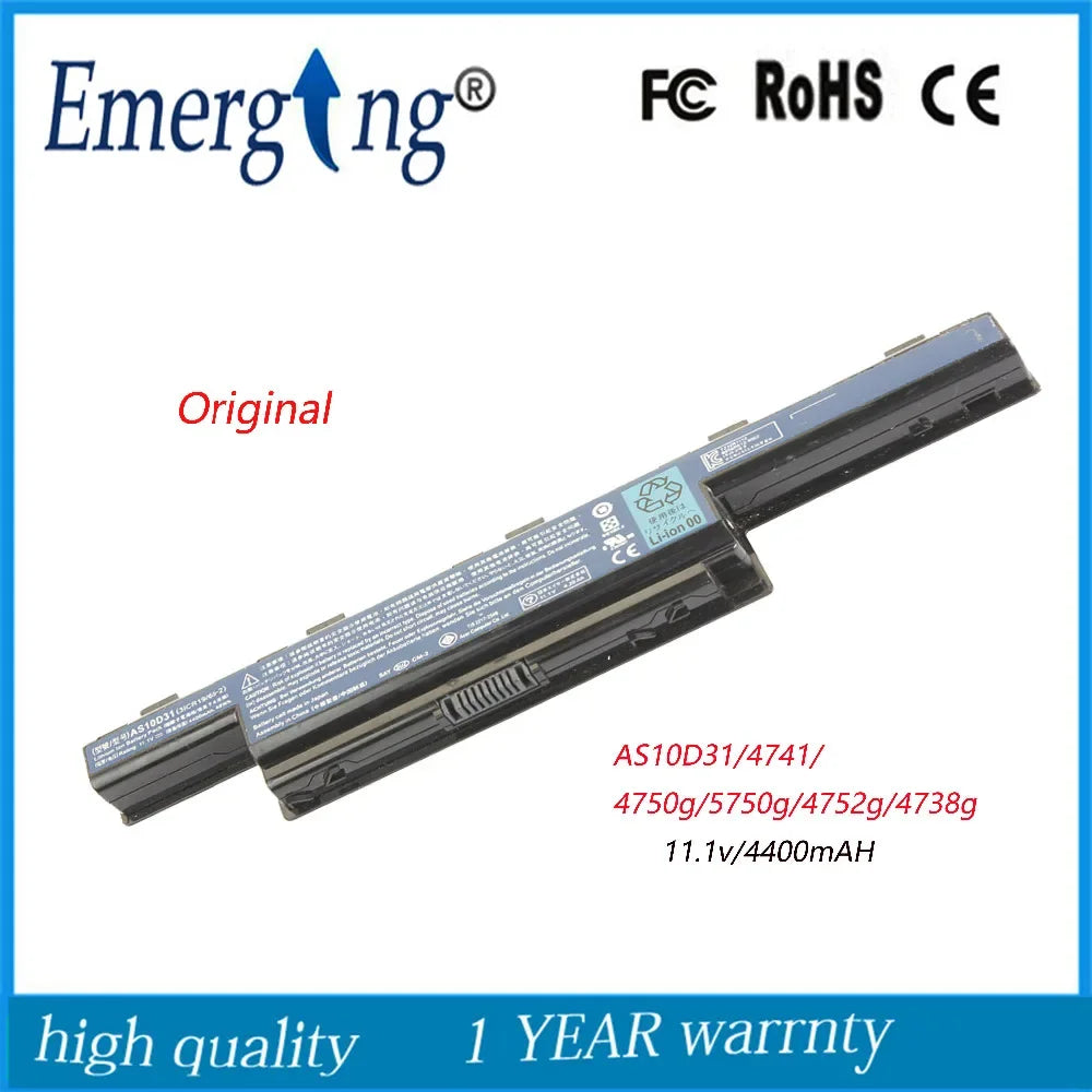 10.8V 48wh Original  New Laptop Battery For Acer 4738ZG 5741G 5750 5741G 4750G 4741G  AS10D31 AS10D41 AS10D51 AS10D61