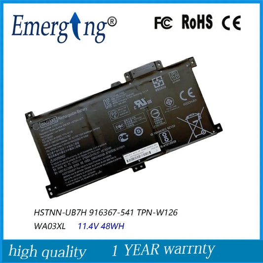 11.4V 48WH New Original Laptop Battery WA03XL for HP Pavilion x360 15-br077nr TPN-W126 14-BA 15-BK 15-BR 15-BR001TX UB7H  LB7T