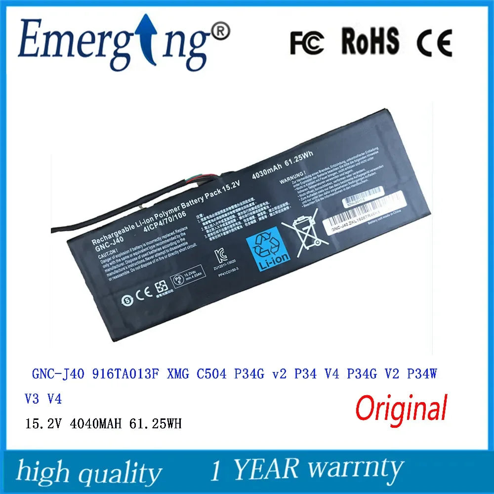 15.2V 61.25WH New Laptop Battery For GIGABYTE GNC-J40 961TA013F P34W P34K P34F P34G V2 V3 V4 V5 V7