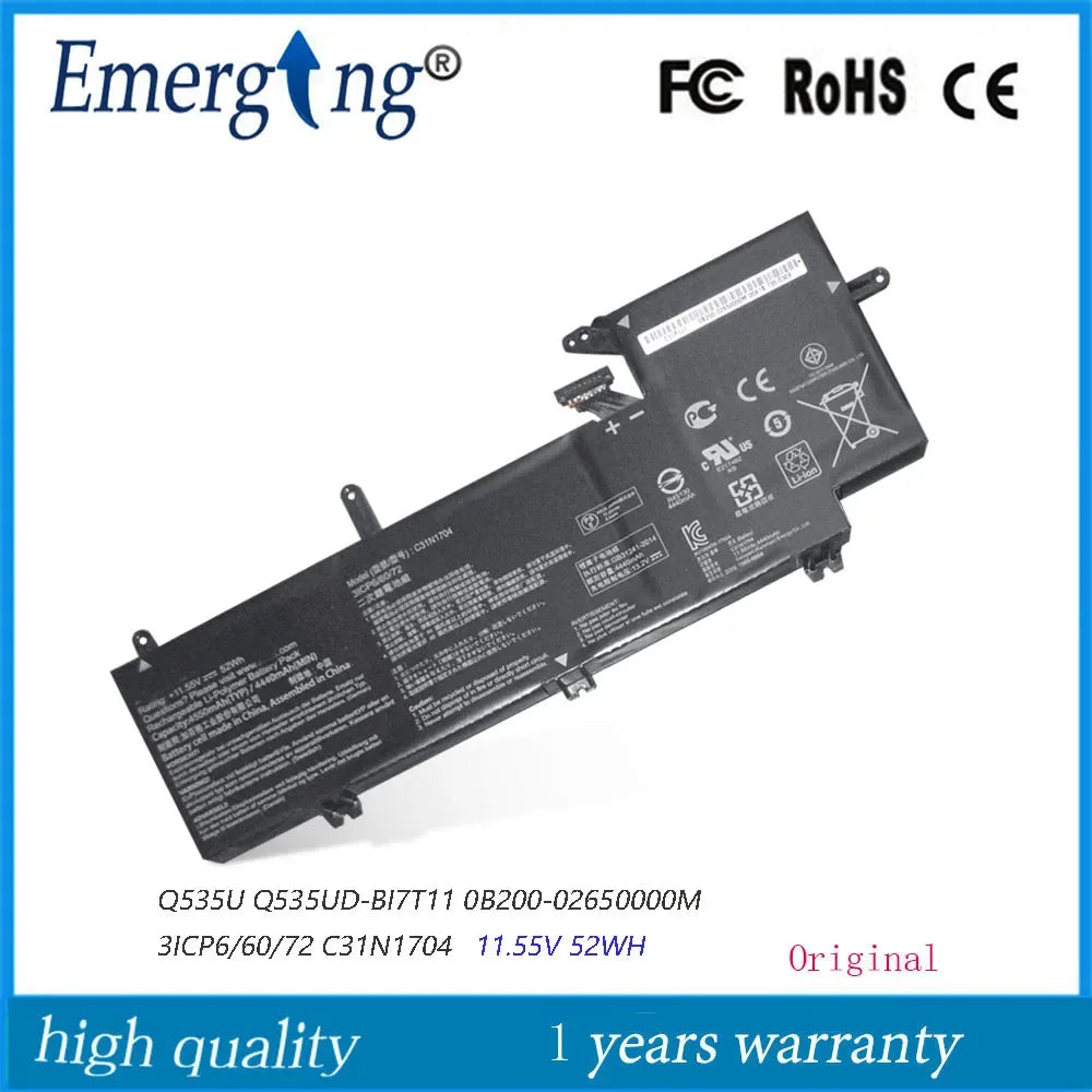 11.55V 52Wh  Laptop Battery C31N1704 For ASUS  ZenBook Flip 15 Q535U UX561UD