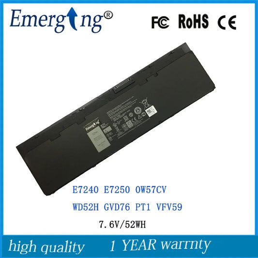 7.6V 52Wh VFV59 Original Battery for DELL Latitude 12 7000 Series E7240 E7250 0W57CV WD52H GVD76 PT1