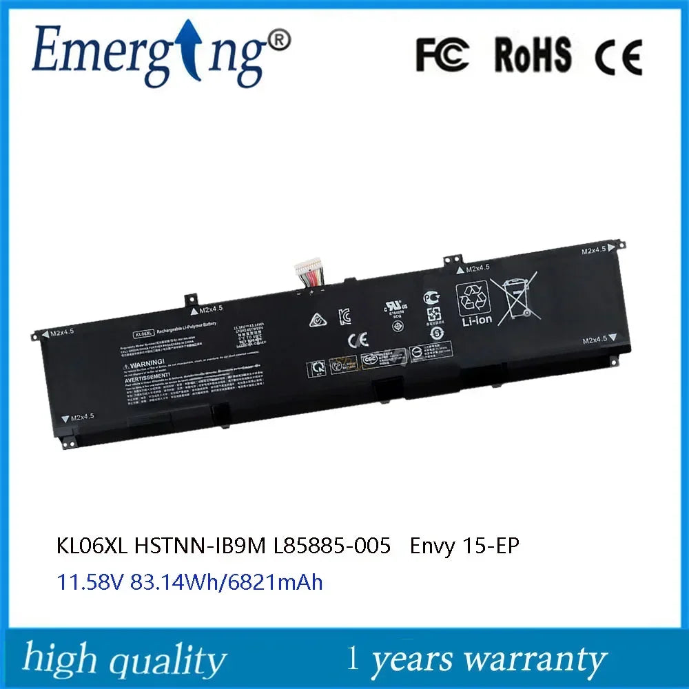 11.58V 83.14Wh KL06XL Laptop Battery for HP Envy 15-EP  HSTNN-IB9M L85885-005 L85853-1C1