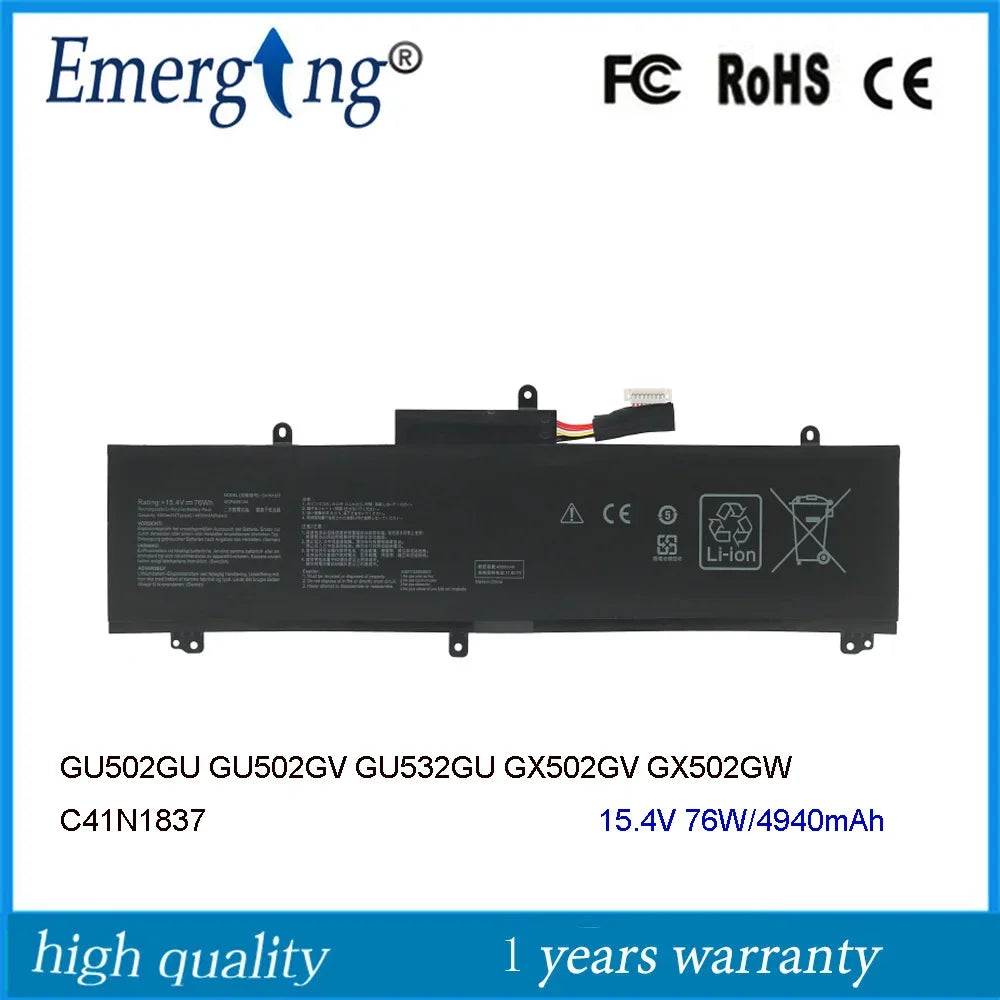 15.4V  76W C41N1837 Laptop Battery for ASUS ROG Zephyrus GA502DU GA502IU S GX502GV-AZ039TGA502IV 0B200-03380100