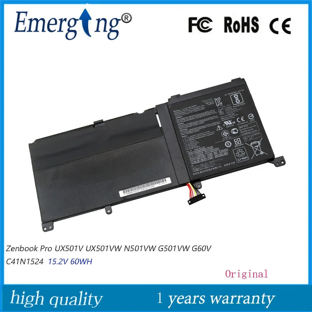 15.2V 60WH Original Laptop Battery C41N1524 For ASUS Zenbook Pro UX501V UX501VW N501VW G501VW G60V