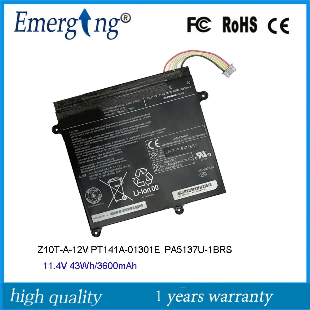 11.4V 43Wh New Laptop Battery PA5137U for Toshiba Portege Z10T-A-12V PT141A-01301E PA5137U-1BRS