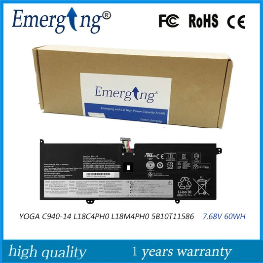 7.68V 60WH Original Battery For Lenovo YOGA C940-14 14IIL L18C4PH0 L18M4PH0 5B10T11586 2ICP5/44/129-2