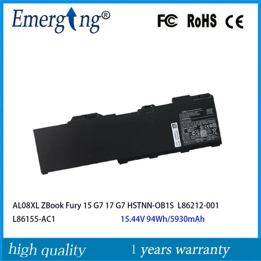 AL08XL New Laptop Battery for HP ZBook Fury 15 Fury 17 G7 G8 AL08094XL HSTNN-IB9N L86155-AC1 15.44V 94Wh 5930mAh