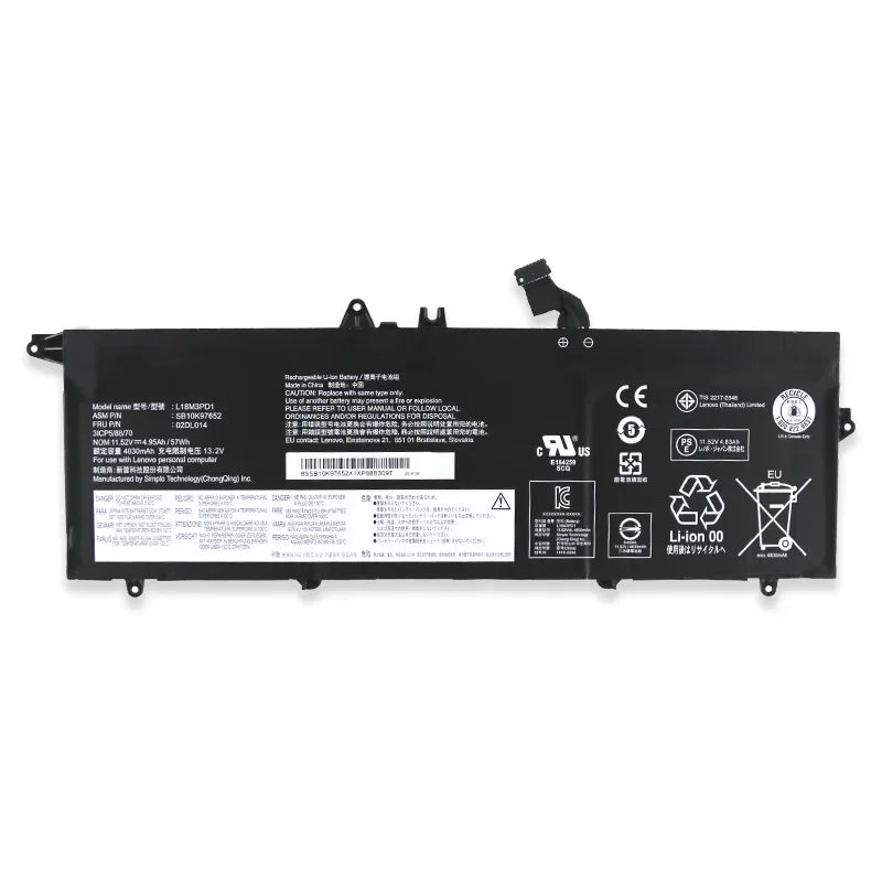 11.52V 57Wh Laptop Battery L18M3PD1 For Lenovo ThinkPad T490s T495s L18L3PD1 L18M3PD2 L18C3PD2 5B10W13878 SB10T83123