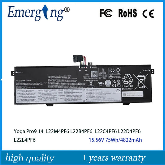 L22M4PF6 L22B4PF6 L22C4PF6 L22D4PF6 L22L4PF6 Laptop Battery For Lenovo Yoga Pro 9 14 series 5B11K40867 5B11N45312 15.56V 75Wh