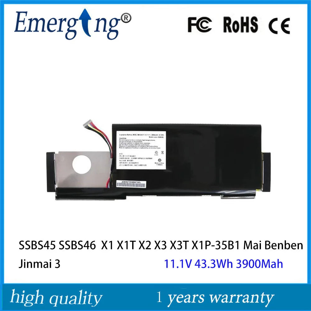 11.1V 43.3Wh SSBS46 SSBS45 Laptop Battery For  Mai Benben Jinmai 3 Notebook computer X1 X1T Maiben Principal Mai 3 SSBS45