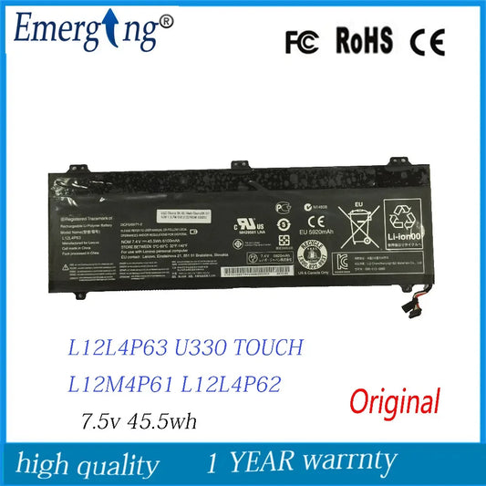 7.5V 45.5WH Original  New  Laptop Battery for  Lenovo Ideapad  U330 U330P U330T Series L12M4P61 L12L4P63 21CP5/69/71-3