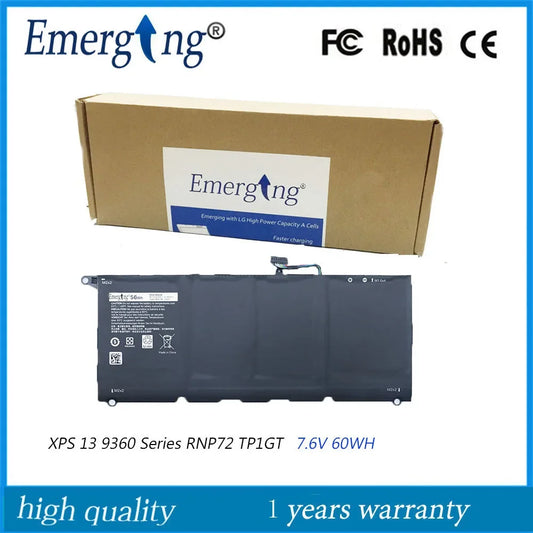 7.6V 60WH New PW23Y Battery for Dell XPS 13 9360 Series RNP72 TP1GT D9360