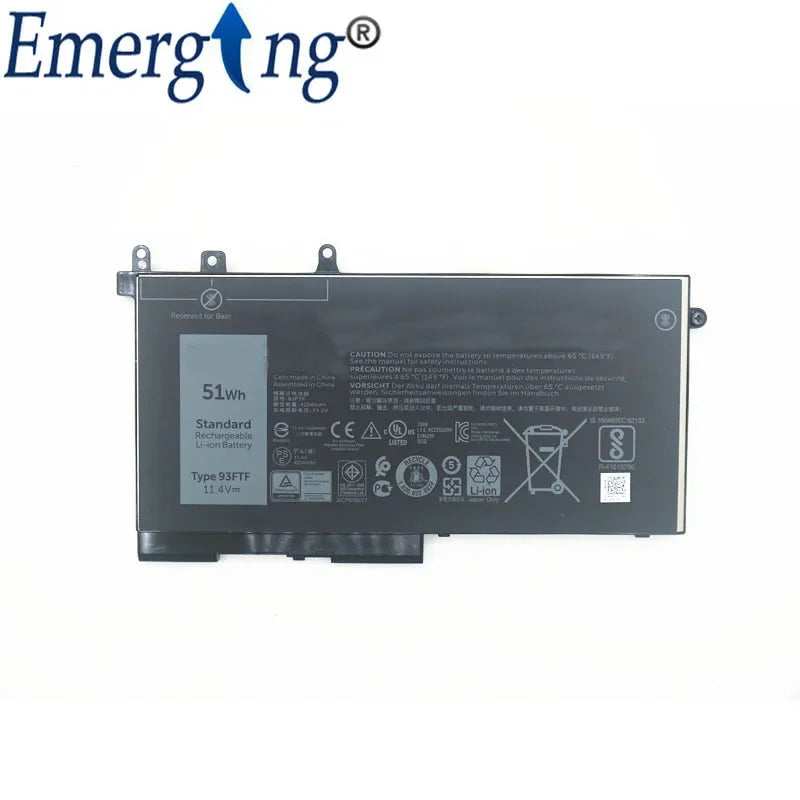 11.4V 51Wh New Laptop Battery 93FTF for Dell Latitude E5580 E5480 E5490 E5488 E5280 E5288 E5290 Precision M3520 3530