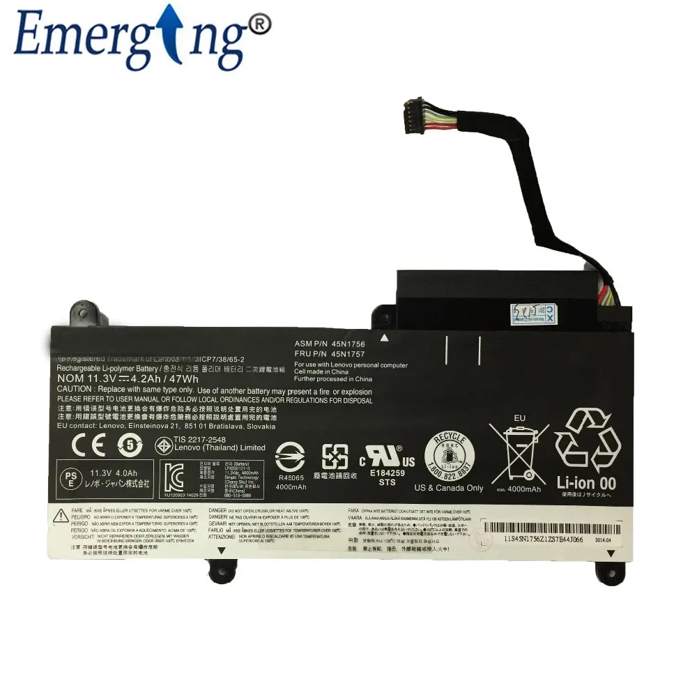 11.3V 47WH New Original  Laptop Battery for Lenovo 45N1754 45N1755 45N1756 45N1757 E450 E455 E450C series