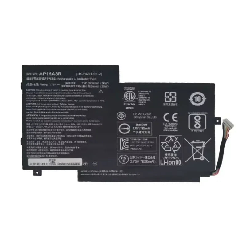 3.75V 30Wh Laptop Battery AP15A3R For Acer Aspire  Switch 10 SW3-013 1ICP4/91/91-2  KT.00203.009