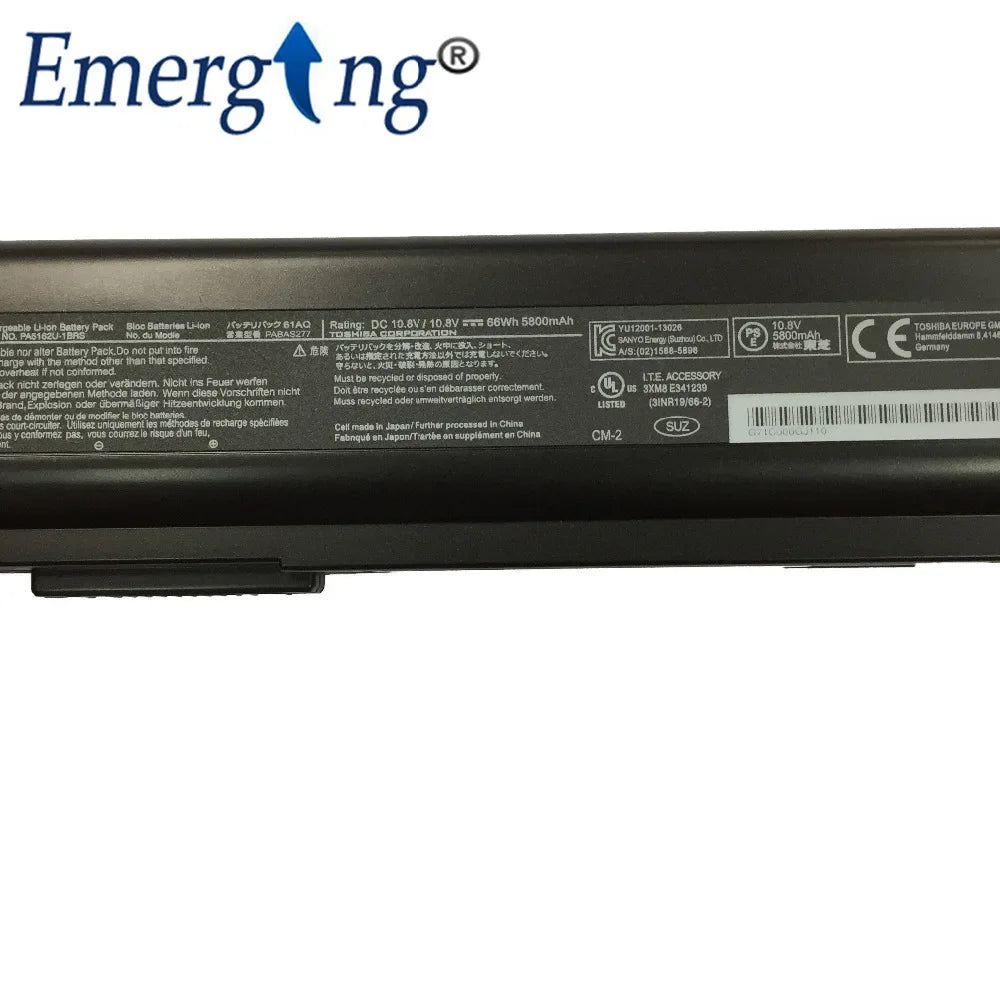 10.8V 66Wh New Laptop Battery for Toshiba PABAS277 PA5162U-1BRS PORTEGE R30 R30-AK03B R30-A-137 R30-A-19Q PA5161U-1BR