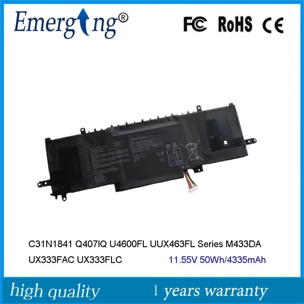 11.55V 50Wh C31N1841 New Laptop Battery For ASUS ZenBook Flip Q407IQ U4600FL UM433DA 3ICP5/70/81 14 UM433IQ