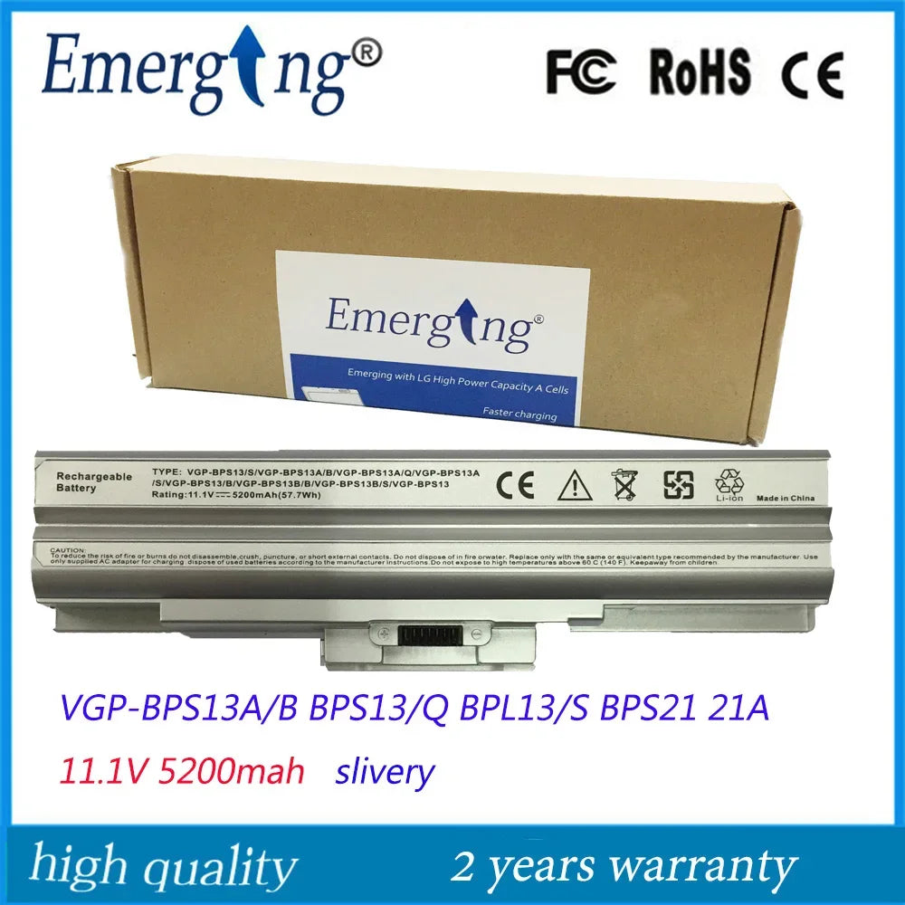 11.1V Silver Laptop Battery for SONY VGP-BPS13/S BPS13A/B VGP-BPS13A/Q VGP-BPL13 TX57CN