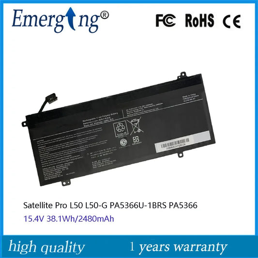 15.4V 38.1Wh Laptop Battery PA5366U-1BRS  For Toshiba  Dynabook Satellite Pro L50 L50-G Series 4ICP6/47/61 PA5366 PA5366u