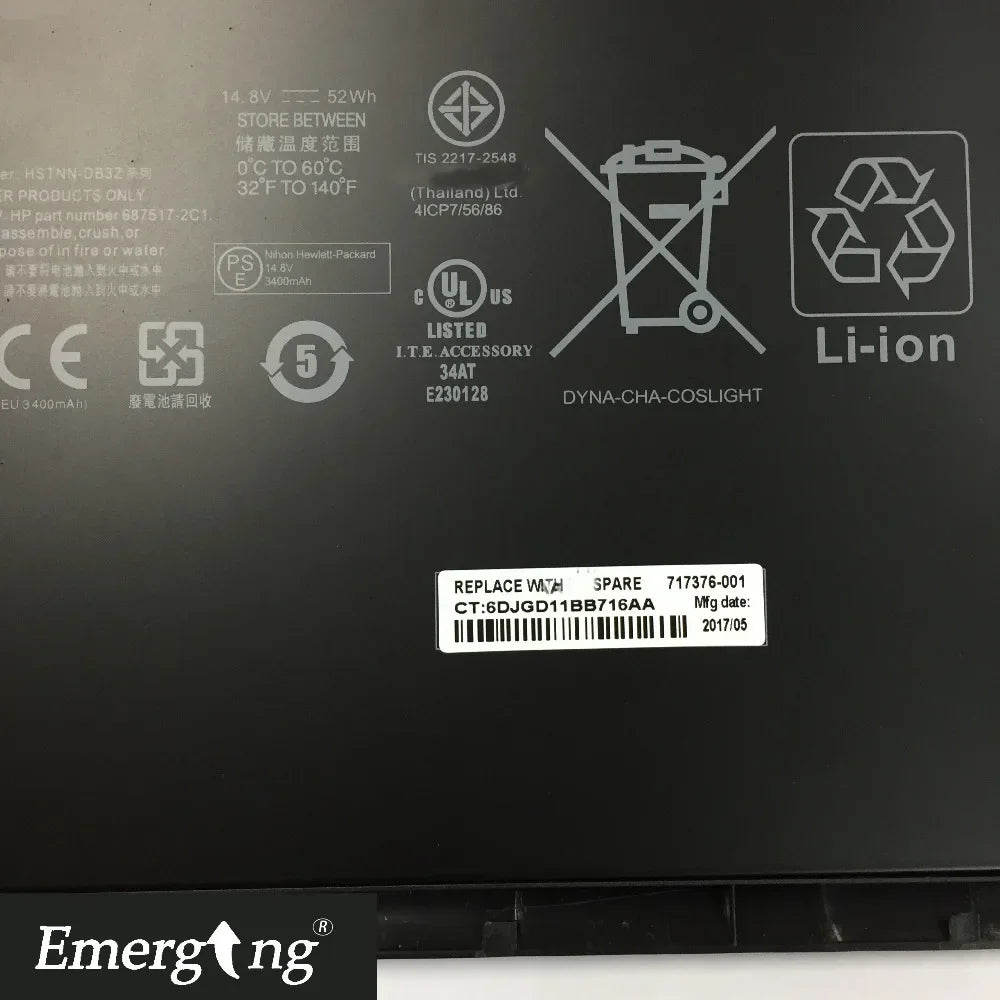 14.8v 52Wh New Original  Laptop Battery for HP EliteBook Folio 9470 9470M Series HSTNN-IB3Z HSTNN-I10C BT04XL BA06 687517-1C1