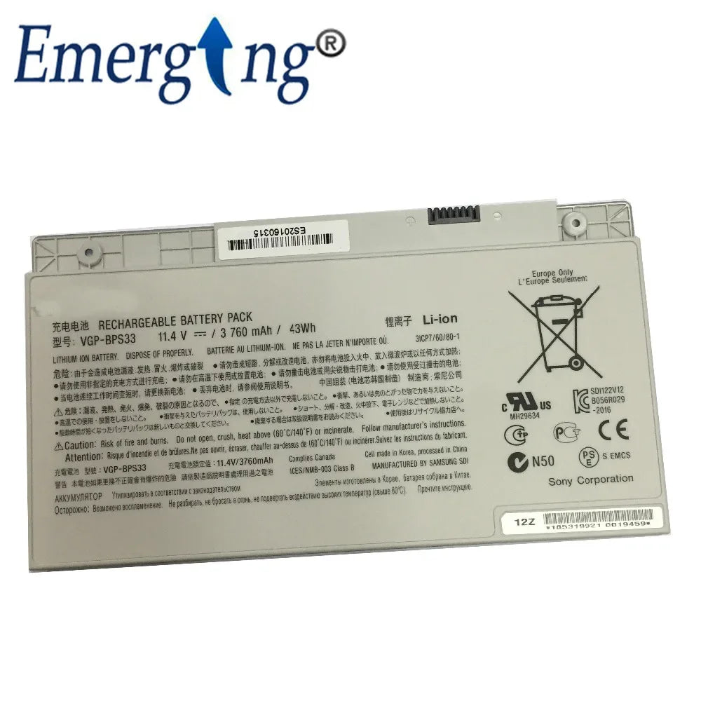 11.4V 43WH New Original Laptop Battery For SONY VGP-BPS33 VAIO SVT-14 SVT-15 T14 T15 BPS33 Touchscreen Ultrabooks