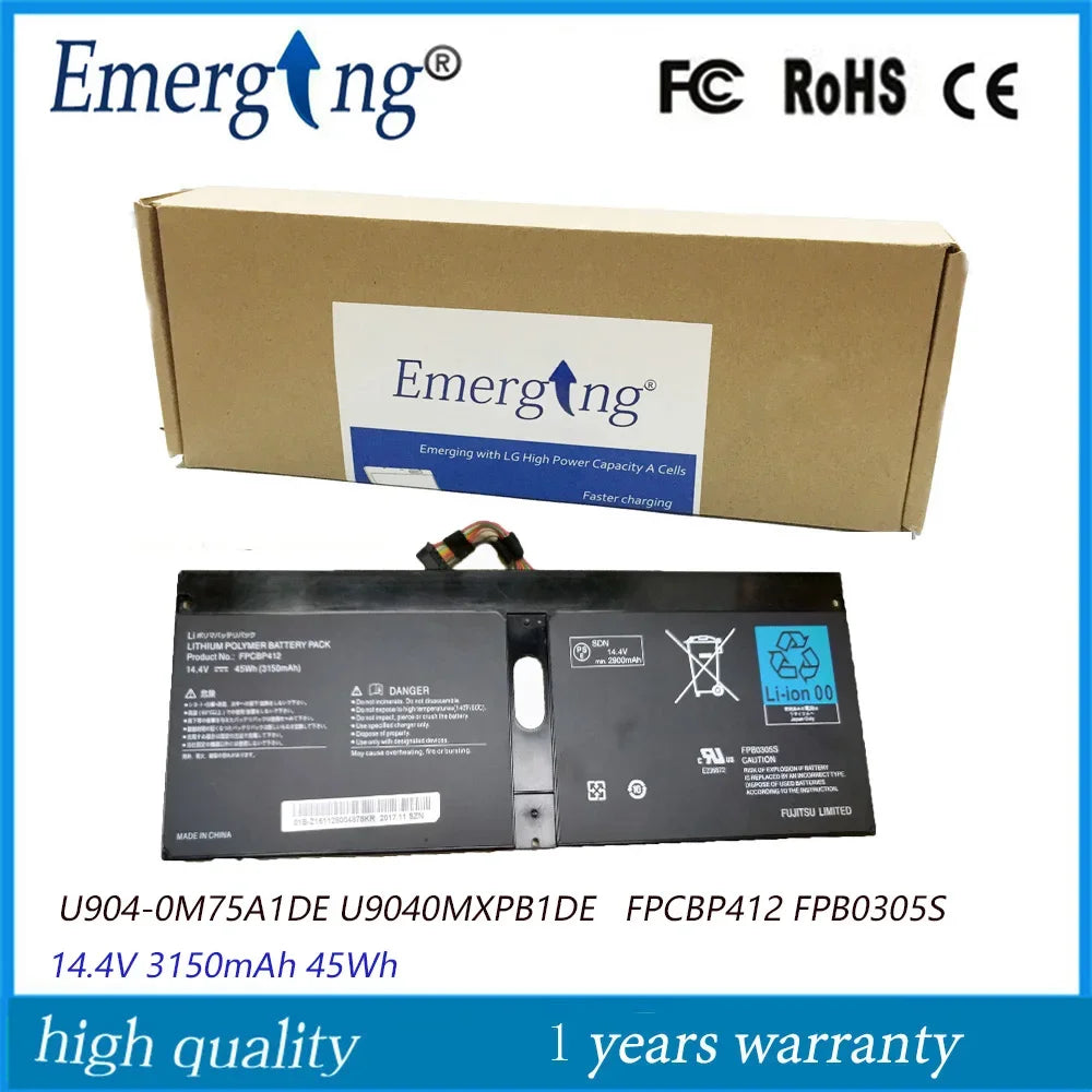 14.4V 3150mAh 45Wh FPCBP412 Laptop Battery for FUJITSU LifeBook FPB0305S  U904-0M75A1DE U9040MXPB1DE