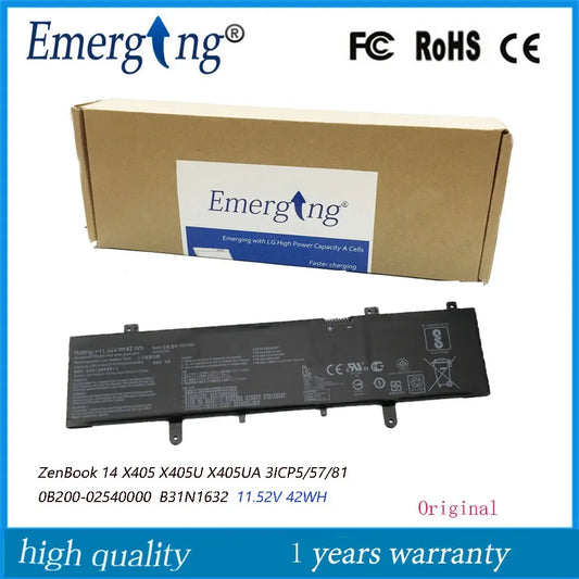 11.52V 42Wh Laptop Battery B31N1632 for ASUS ZenBook 14 X405 X405U X405UA 3ICP5/57/81 0B200-02540000