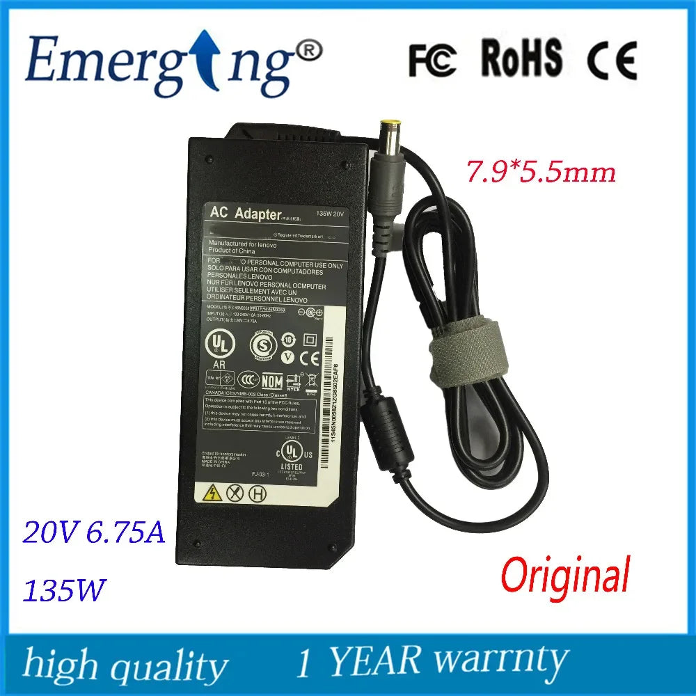 20V 6.75A  7.9*5.5mm 135W New Original AC Adapter For Lenovo Thinkpad W510 45N0058 45N0059