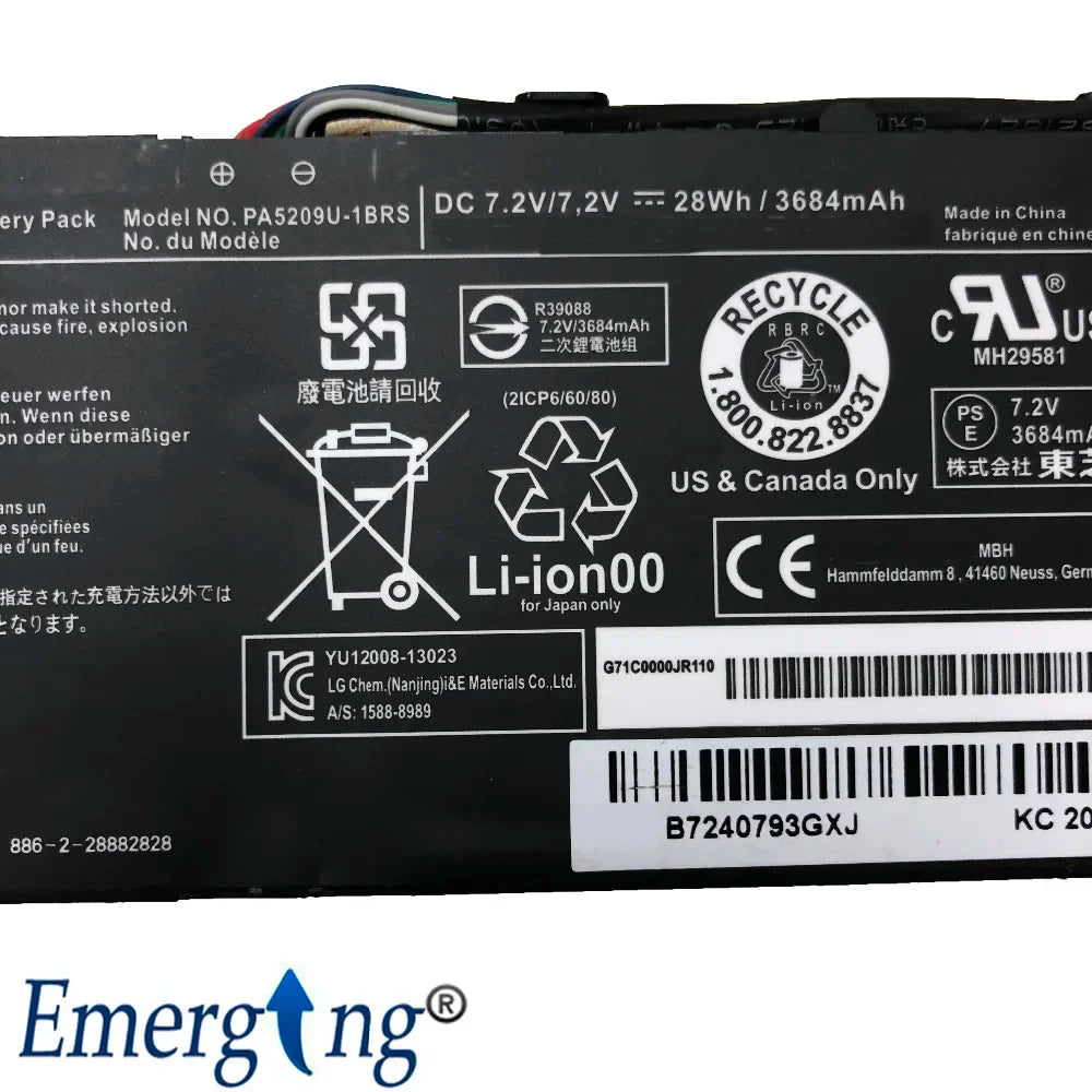 New  28WH Laptop Battery for Toshiba Satellite L10 B003  L10-B003 L15W-B1302 PA5209- 1BRS PA5209