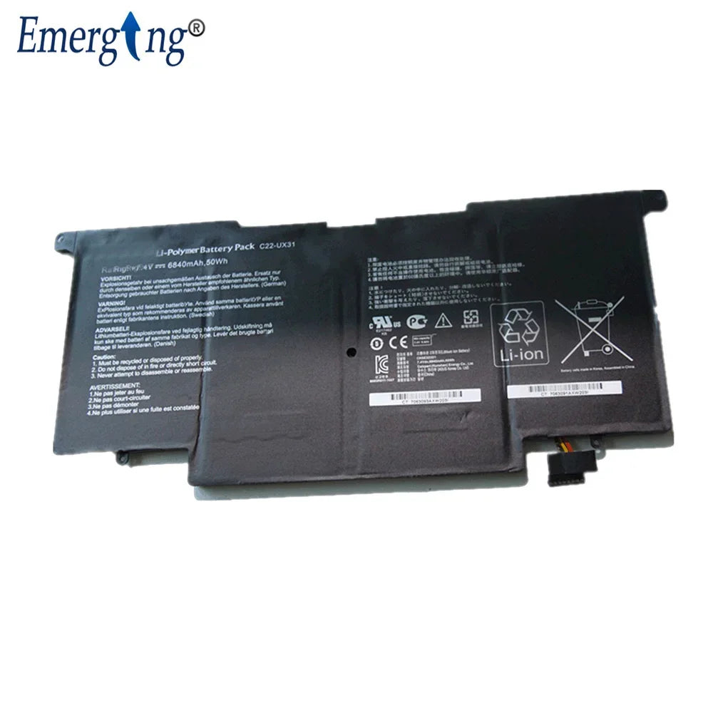 7.4V 50Wh New Laptop Battery For  Asus C22-UX31 C23-UX31 ZenBook UX31A UX31E Ultrabook ux31 UX31A-R4004H UX31E-DH72