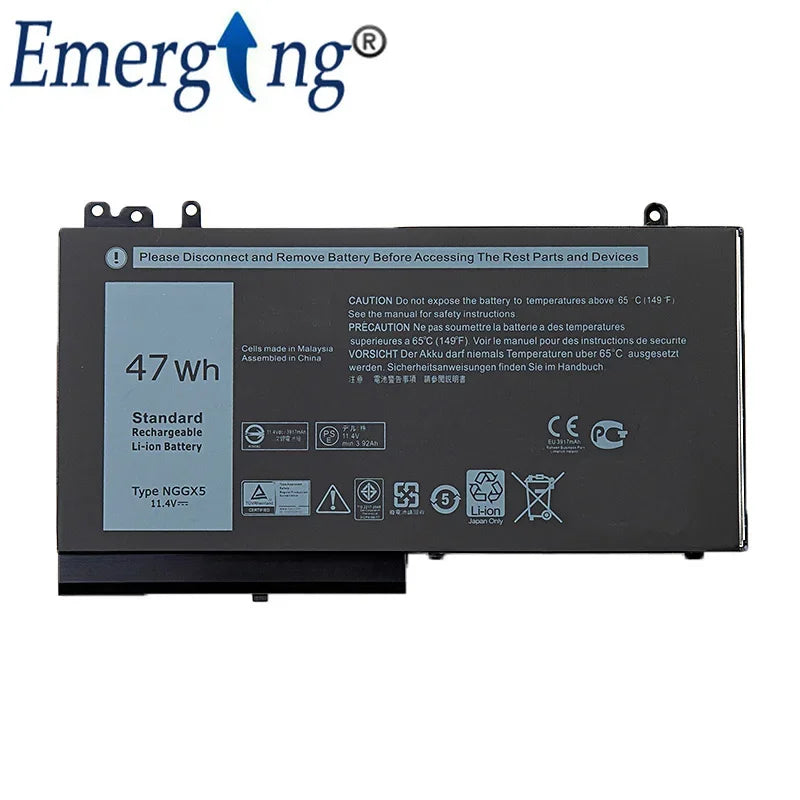 11.4V 47WH Original NGGX5 Laptop Battery for Dell Latitude E5250 E5270 E5470 M3510 E5570 JY8D6 W9FNJ RDRH9