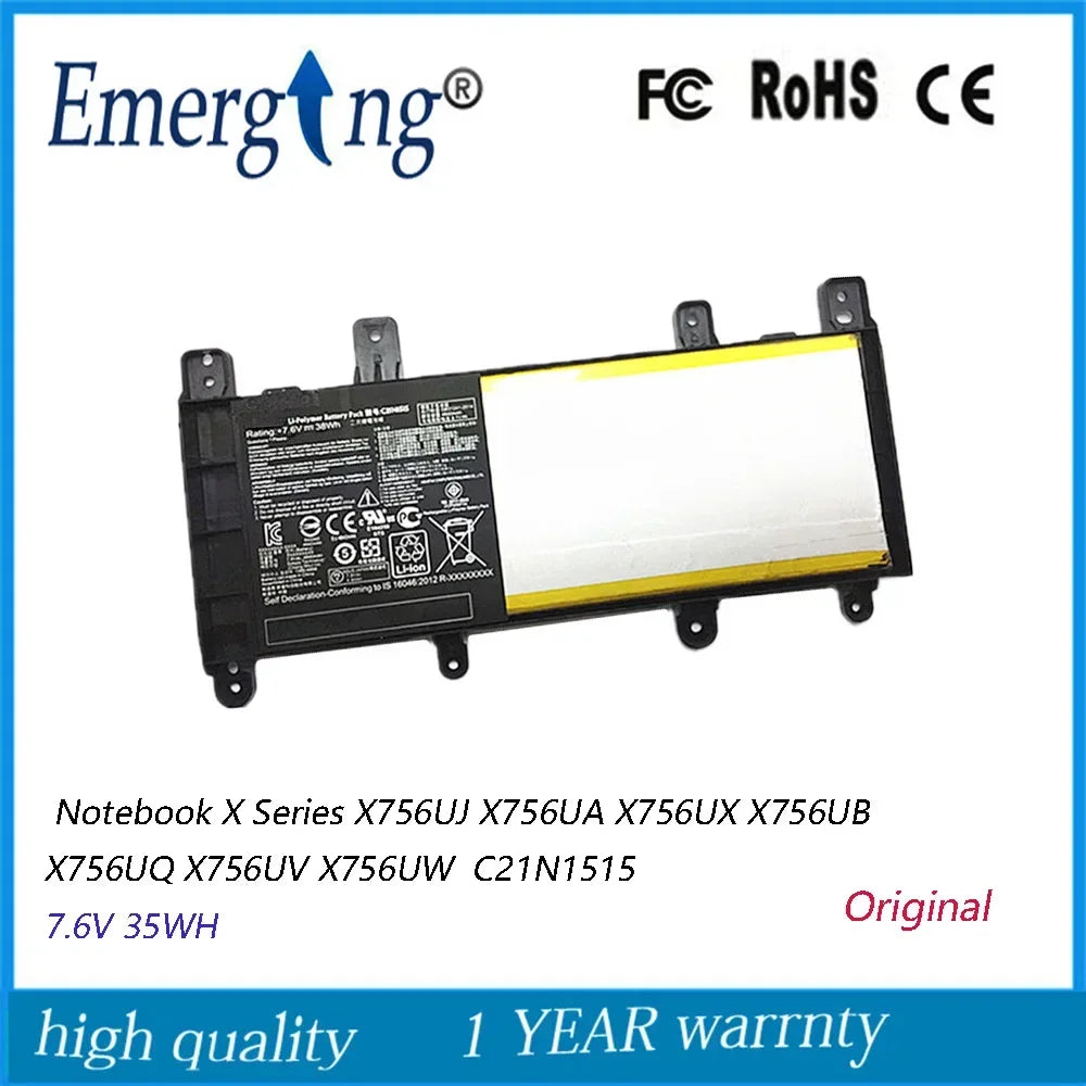 7.6V 35WH Battery C21N1515 For ASUS X756UJ X756UA X756UX X756UB X756UQ X756UV