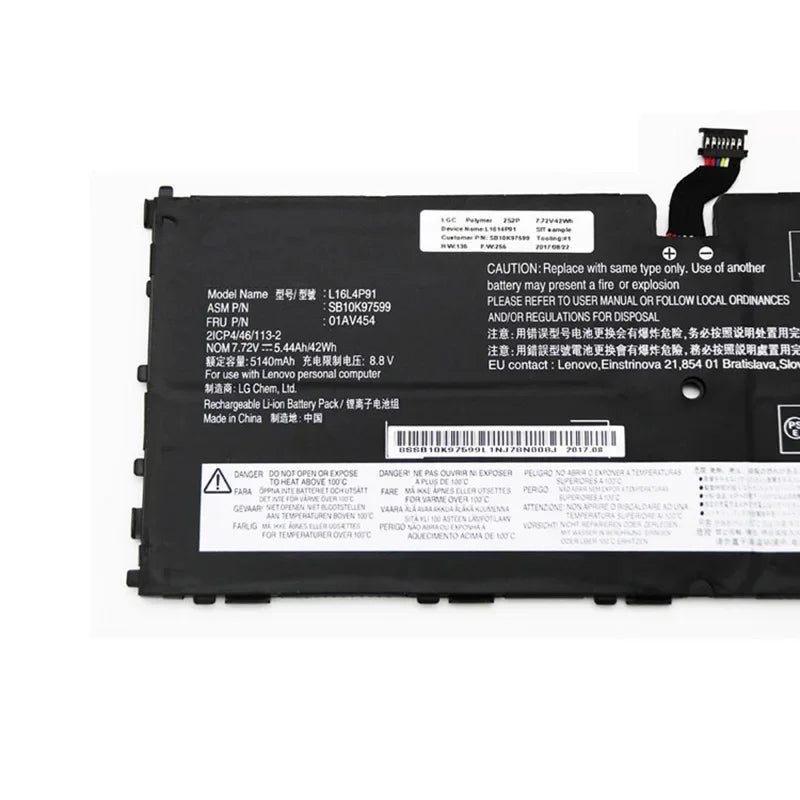 7.72V 42WH L16L4P91 Original Battery For Lenovo Thinkpad X1 Tablet gen 3 TP00089A L16M4P91 L16S4P91 SB10K97599 01AV454