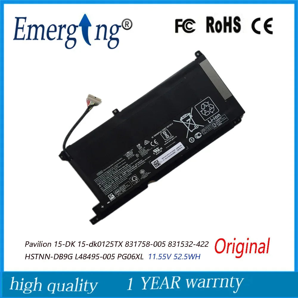 11.55V Original  Laptop Battery PG03XL For HP Pavilion15-DK 15-dk0125TX  831758-005 831532-422 HSTNN-DB9G L48495-005