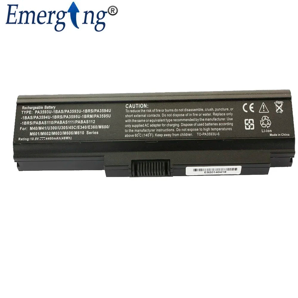 New Laptop Battery for Toshiba Portege M8 M600 Satellite U300 PABAS111 PA3593U PA3594U