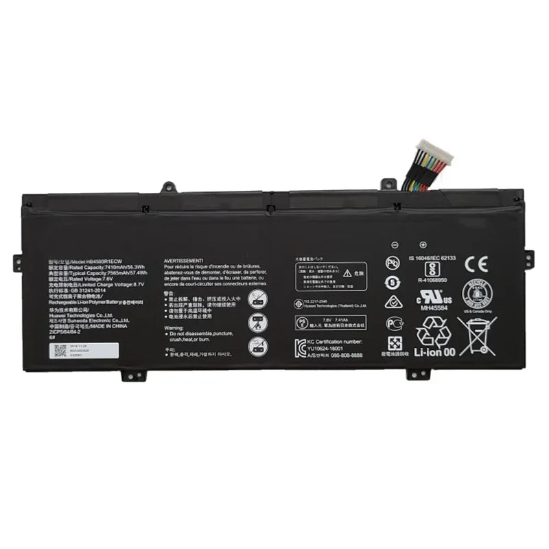 7.6V 56.3Wh 7410mAh New Battery HB4593R1ECW For HUAWEI Matebook 14" KPL-W00 &  X PRO MACH-W29C 8250U R5 2500U