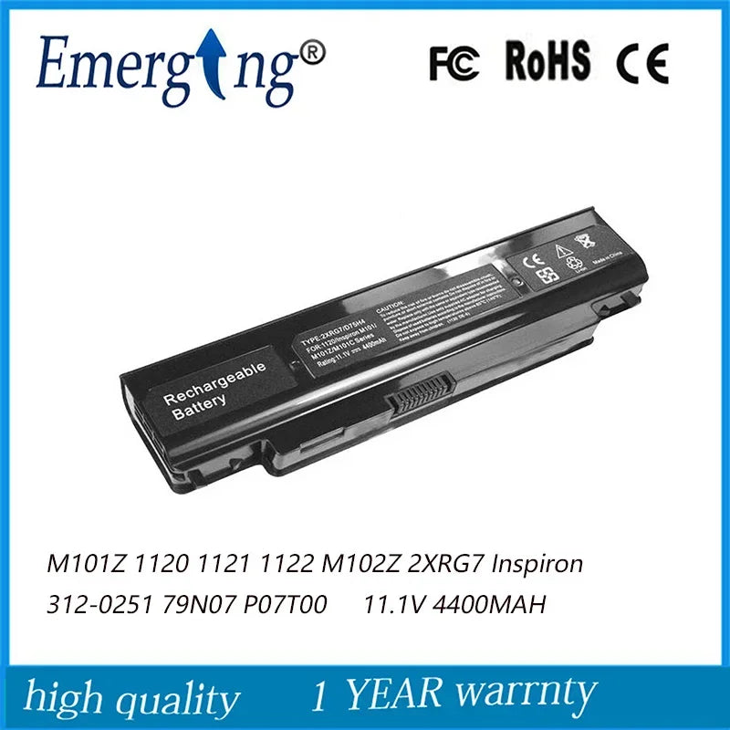 11.1v 4400mah New Laptop Battery for Dell Inspiron M101Z 1120 1121 1122 M102Z 2XRG7 Inspiron 312-0251 79N07 P07T00